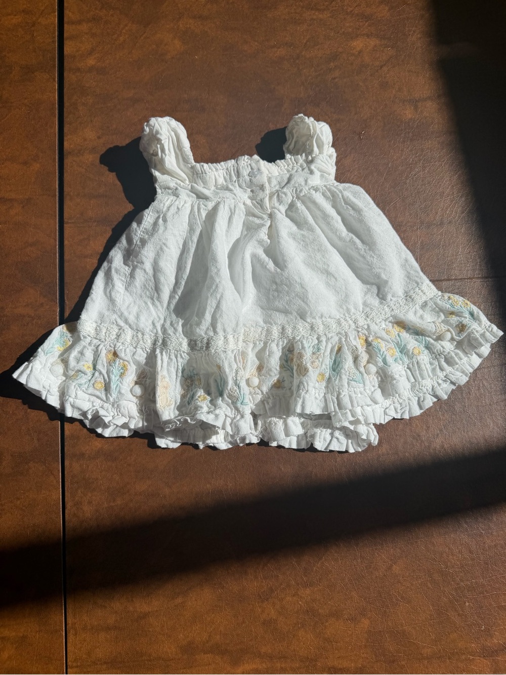 White Embroidered Ruffle Baby Dress - Picture 2 of 3